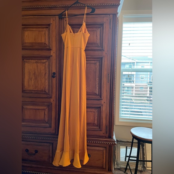 David's Bridal Dresses Goldmustard Yellow Womens Long Wrap Dress